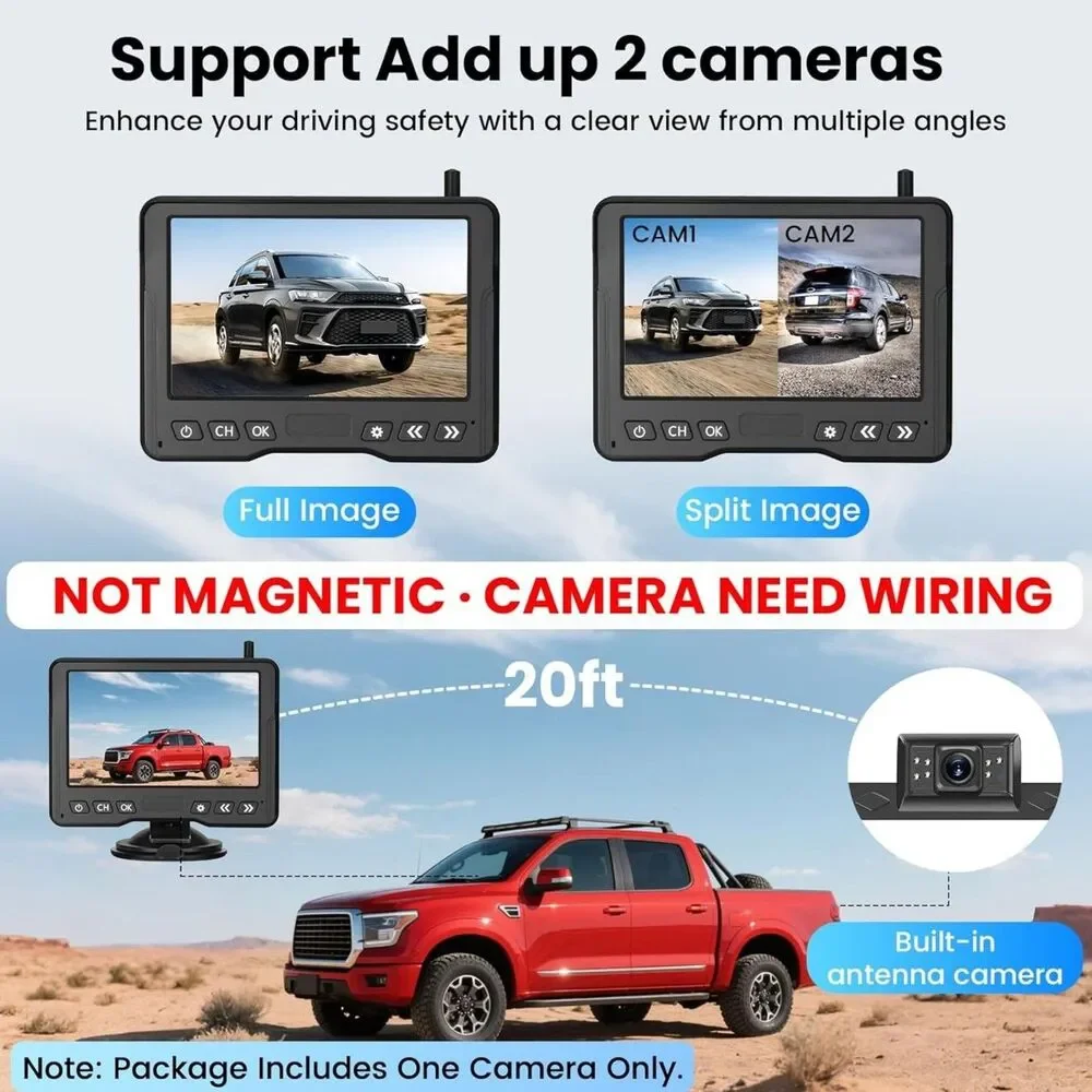Wireless Backup Camera System 1080P HD Monitor Night Vision
